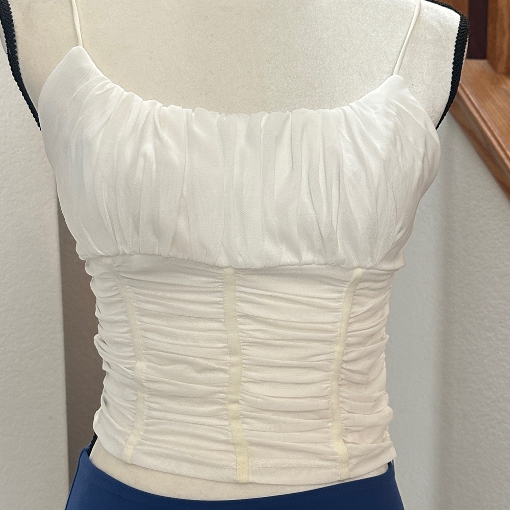Princess Polly White Ruched Spaghetti Strap Women’s Top